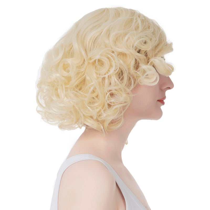 Aimole Women Short Curly Wig Synthetic Hair Cosplay Costume Halloween Party Daily Everyday Wear Wig Heat Resistant (613E) - Image 4